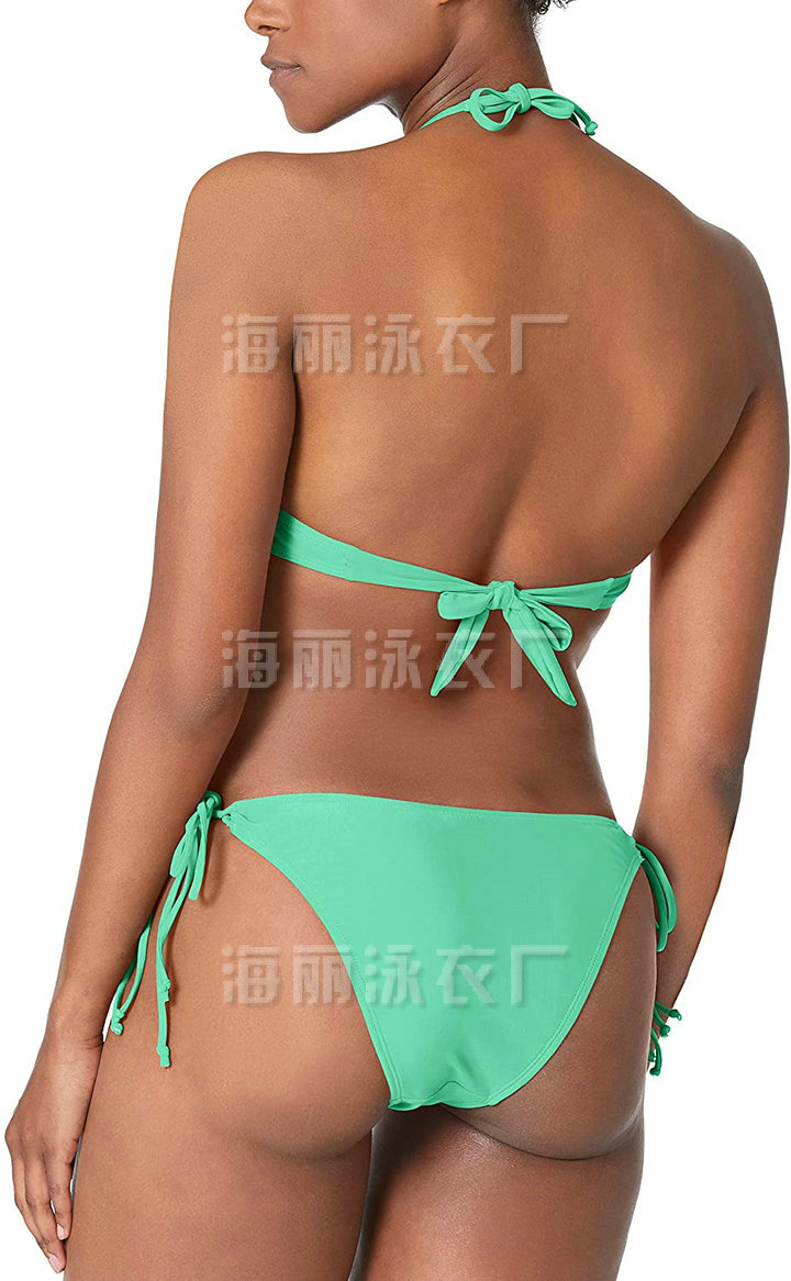 海丽泳衣厂 - 女式多带连体露背连体泳衣绿色