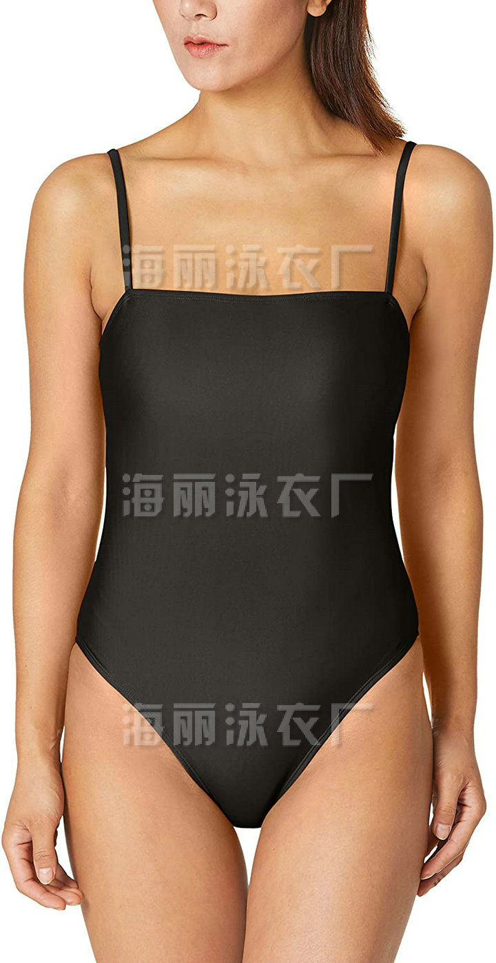 海丽泳衣厂 - 女式吊带抹胸连体泳衣黑色