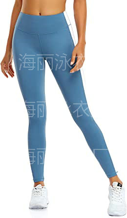 海丽泳衣厂- 女式蓝白拼色全长紧身裤瑜伽裤